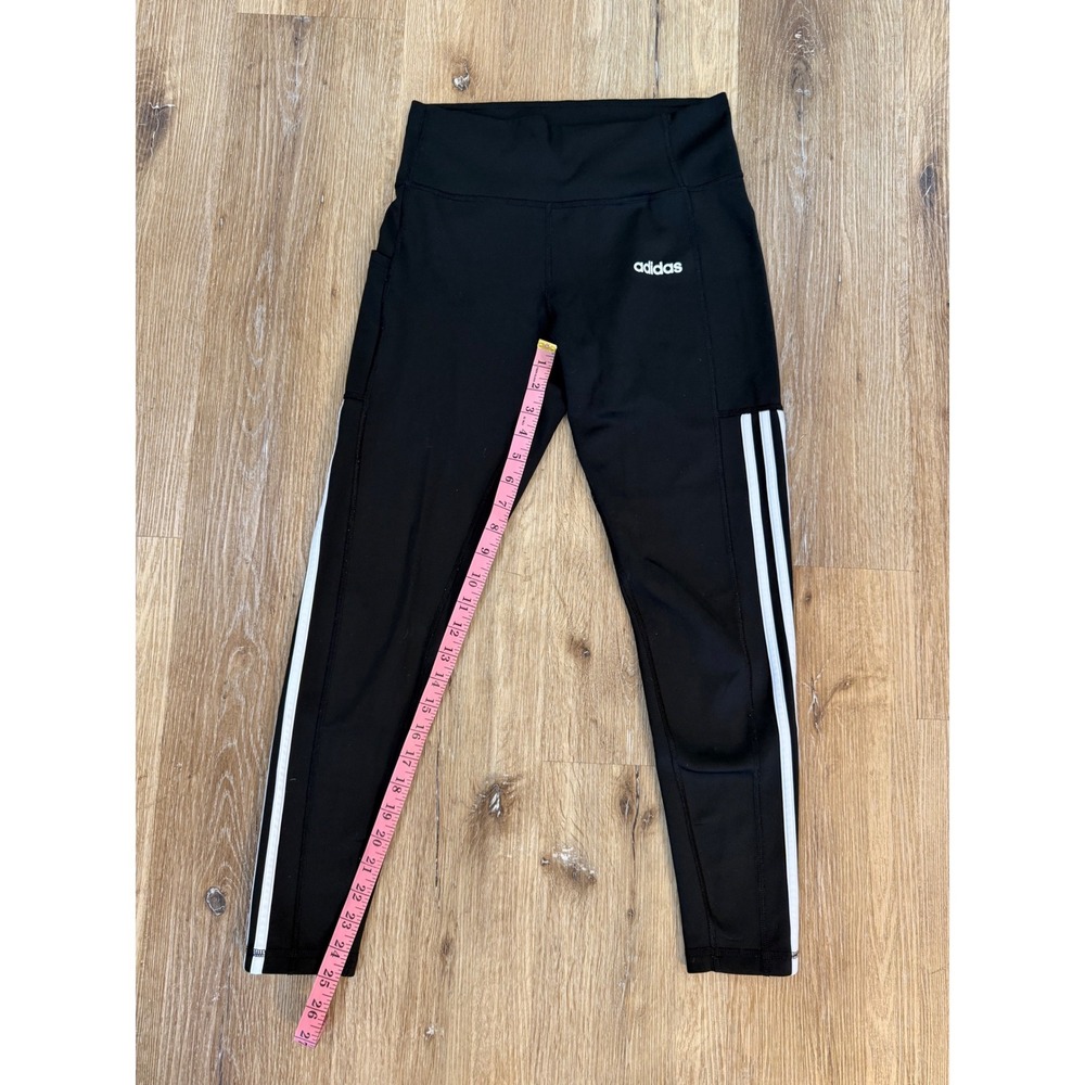 Adidas Leggings Womens Medium‎ Black 3-Stripe Climalite High Rise Active Tights - Picture 4 of 10